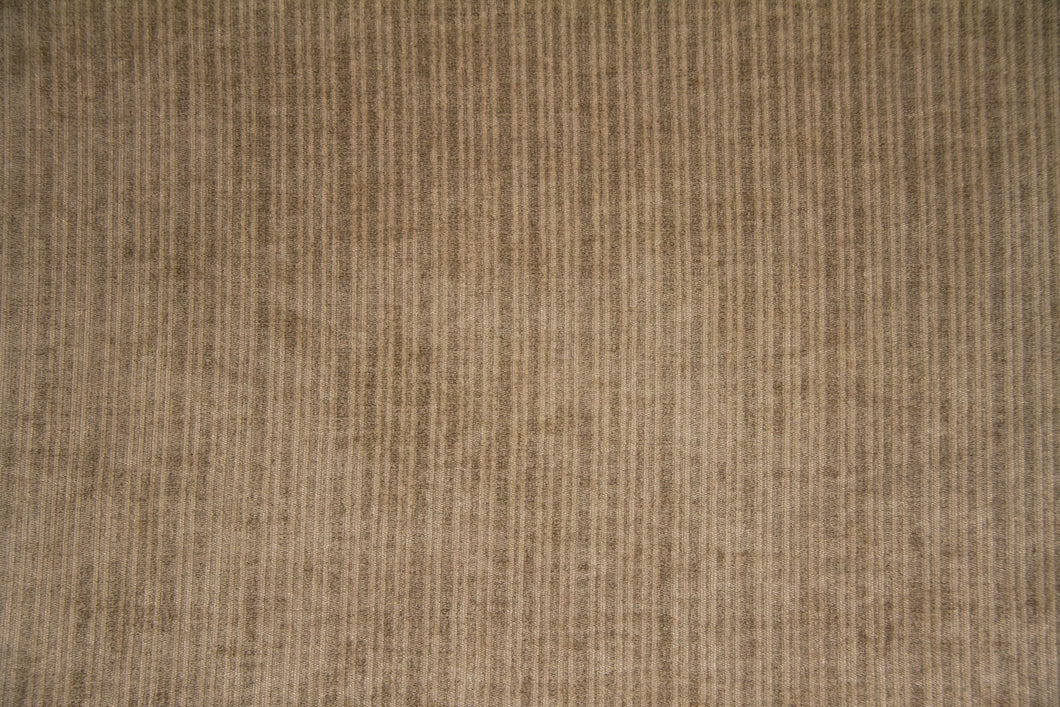Discount Fabric VELVET Taupe Stripe Upholstery