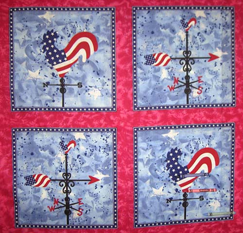 Rooster Weathervane Americana Cheater's Quilt - By The Increment