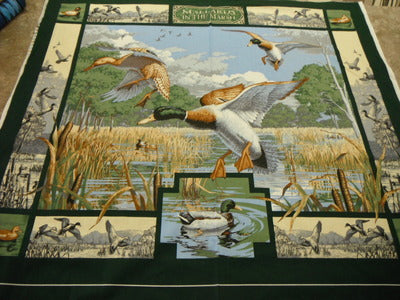 Mallards in the Marsh WALL HANGING 100% Cotton Fabric