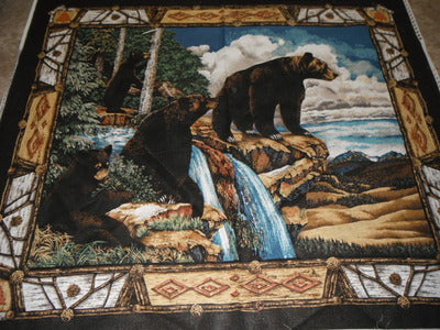 Black Bear Mountain WALL HANGING 100% Cotton Fabric