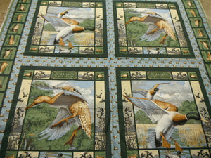 Mallards in the Marsh PILLOW PANEL 100% Cotton Fabric