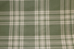 101" Sage & Creme Plaid EXTRA WIDE Percale Sheeting Fabric