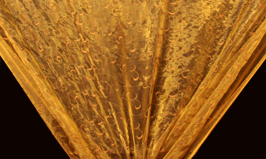 Bronze Embroidered Ambiance Organza Fabric