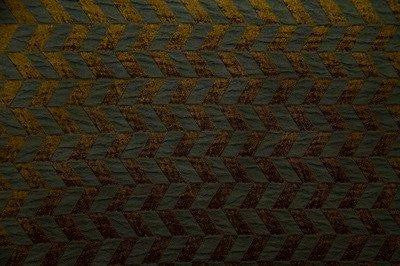 Discount Fabric JACQUARD Teal Green & Bronze Chevron Drapery