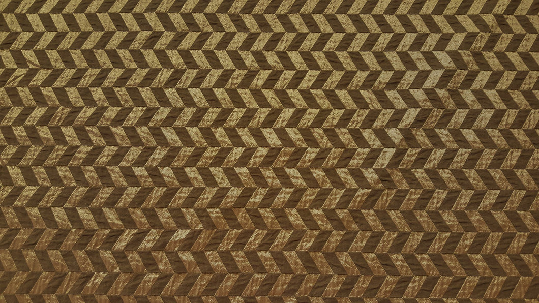 Discount Fabric JACQUARD Taupe & Bronze Chevron Drapery