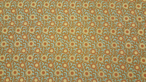 Discount Fabric DRAPERY Aqua, Burnt Orange, Rust & Gold Medallion Print