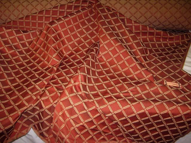 Discount Fabric JACQUARD Rust Lattice Drapery & Upholstery