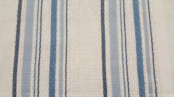 Discount Fabric OPEN WEAVE DRAPERY Blue & Winter White