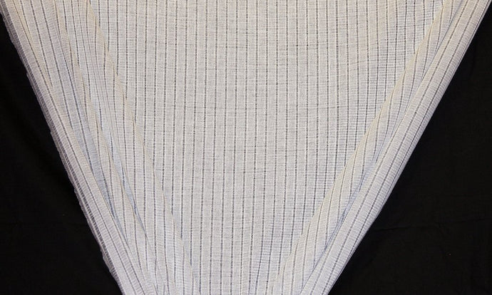 Discount Fabric OPEN WEAVE DRAPERY Ivory & Silver Stripe