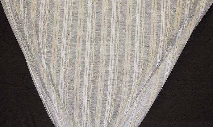 Discount Fabric OPEN WEAVE DRAPERY Gray, Silver & Taupe Stripe