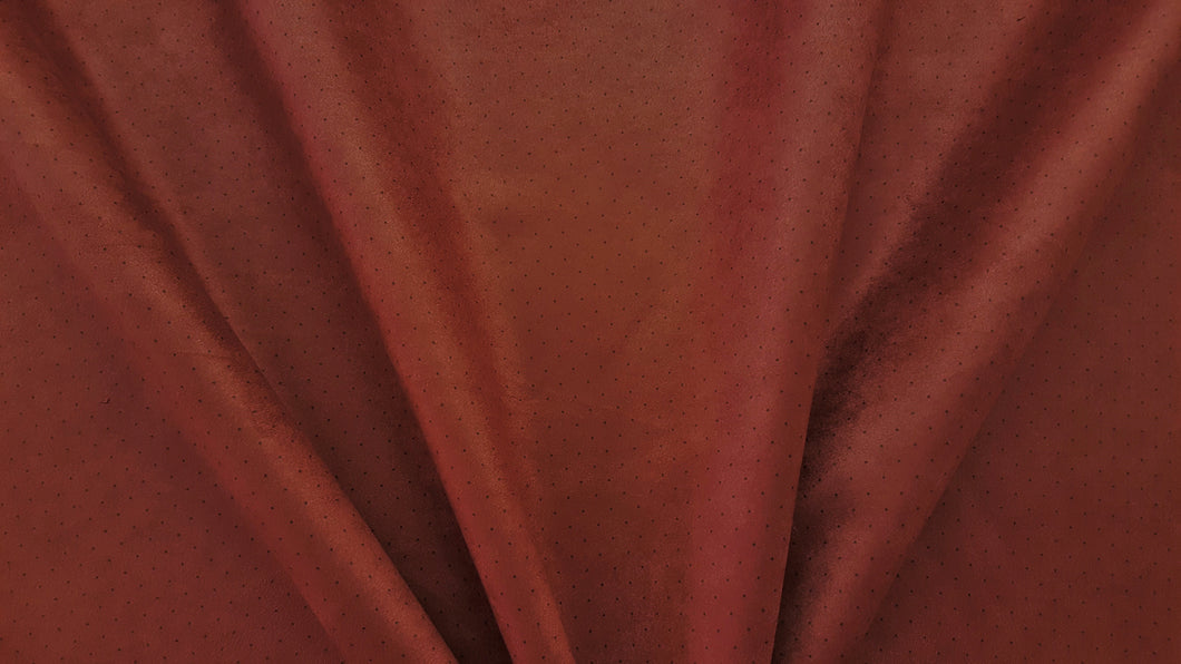 Discount Fabric DRAPERY Brick Red Dotted Suede