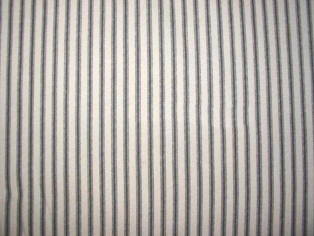Discount Fabric TICKING DRAPERY Black & Ivory Stripe