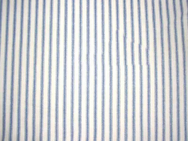 Discount Fabric TICKING DRAPERY Royal Blue & Ivory Stripe