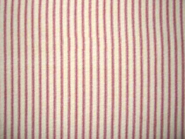 Discount Fabric TICKING DRAPERY Red & Natural Stripe