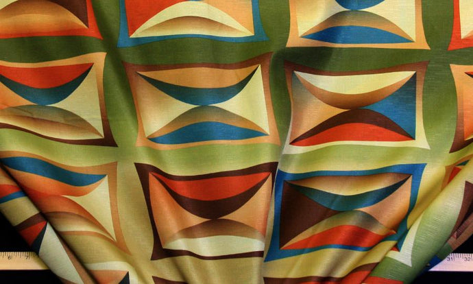 Discount Fabric DRAPERY OR BEDSPREAD Olive Color Burst Abstract