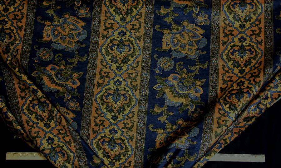 Discount Fabric DRAPERY OR BEDSPREAD Medallion Stripe Floral