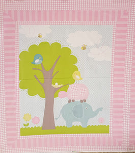Elephant 100% Cotton Baby Panel Fabric