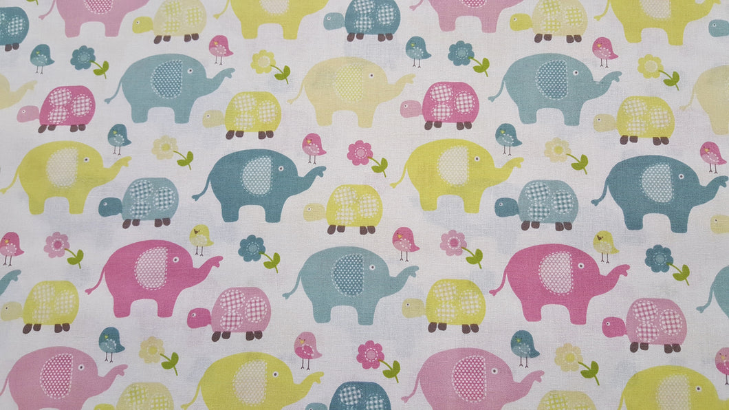 Elephant Sweet Meadow Allover 100% Cotton Fabric
