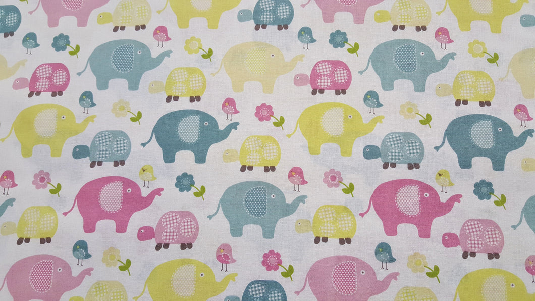 Elephant Sweet Meadow Allover 100% Cotton Fabric - 8 Yard Bolt