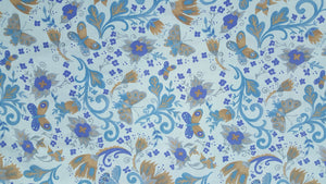 102" Blue Butterfly & Floral EXTRA WIDE Percale Sheeting Fabric