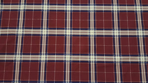 102" Burgundy & Navy Plaid EXTRA WIDE Percale Sheeting Fabric