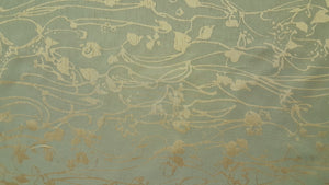Discount Fabric FAUX SILK  Blue Mist & Gold Floral Drapery