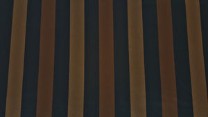 Discount Fabric FAUX SILK Chocolate, Deep Navy & Antique Gold Stripe Drapery