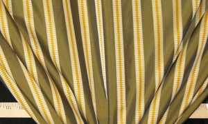 Discount Fabric FAUX SILK Olive & Gold Stripe Drapery