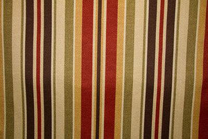 55" Paprika/Olive/Chocolate Striped Indoor & Outdoor - SALE FABRIC - 10 Yards