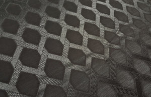 Discount Fabric JACQUARD Dark Gray Interlocking Link Geometric Drapery