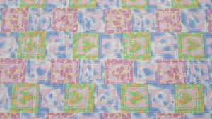 Pre-Quilted Pastel Blocks 100% Cotton Fabric With Polyester Batting - By The Yard