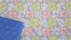 Pre-Quilted Pastel Blocks 100% Cotton Fabric With Polyester Batting - By The Yard