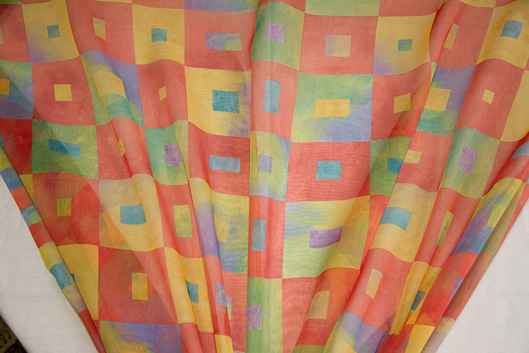 Discount Fabric SEMI-SHEER Multi-Color Rectangle Shape Drapery Fabric