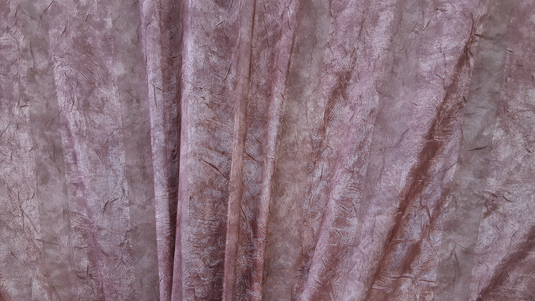 Discount Fabric SEMI-SHEER Mauve Mottled Crushed Stripe Drapery