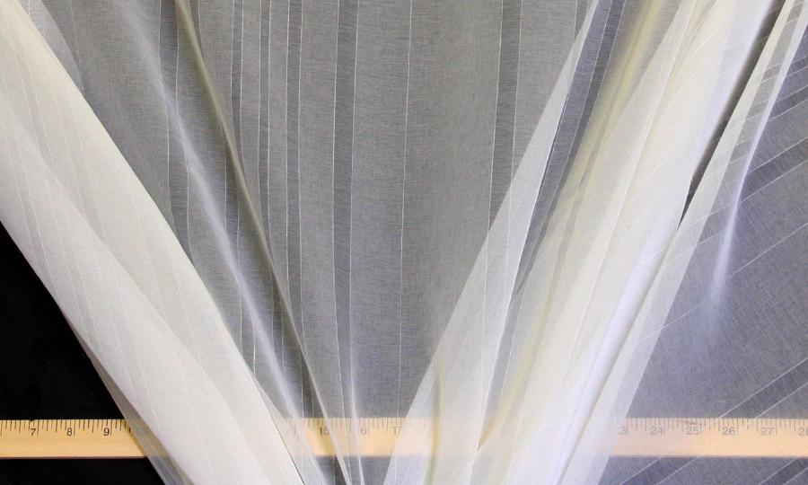 Discount Fabric SEMI-SHEER Ivory Stripe Drapery