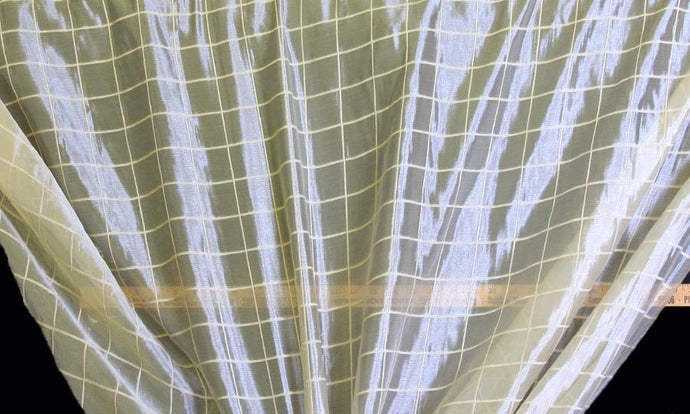 Discount Fabric SHEER Creme Window Pane Drapery