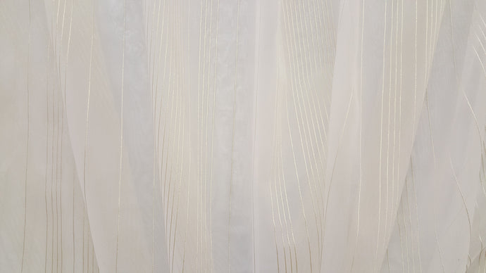 Discount Fabric SEMI-SHEER Light Champagne & Honey Stripe Drapery