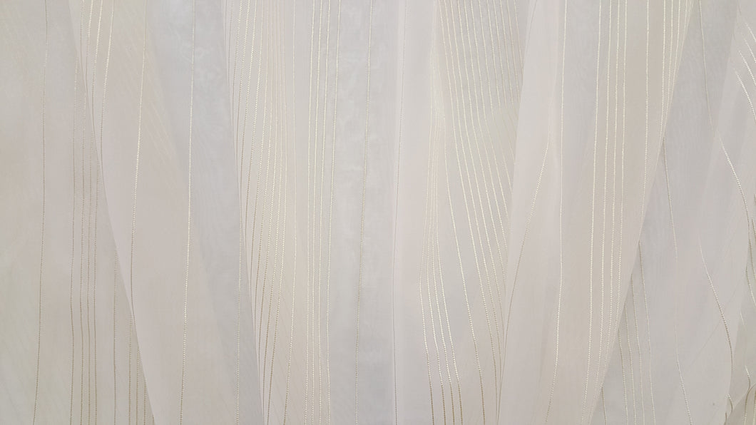 Discount Fabric SEMI-SHEER Light Champagne & Honey Stripe Drapery