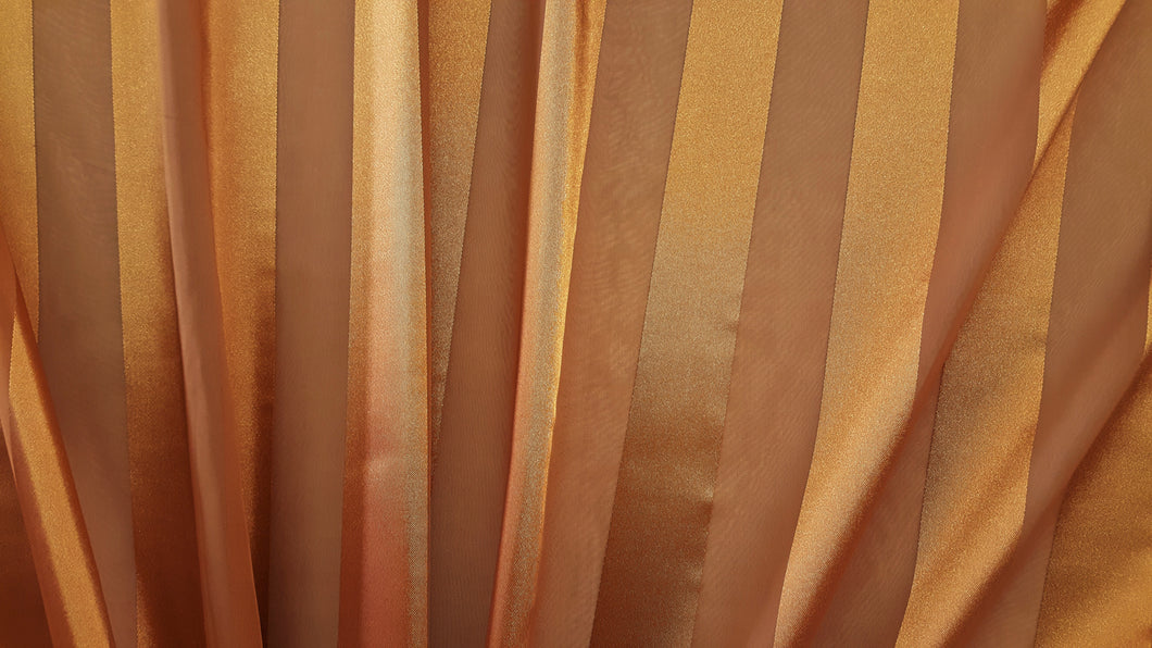 Discount Fabric SEMI-SHEER Burnt Orange Satin Stripe Drapery