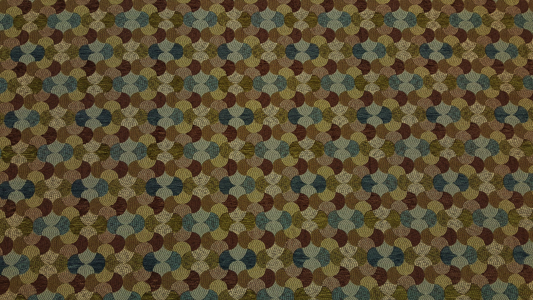 Discount Fabric JACQUARD Teal, Brown & Olive Tango Upholstery