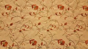 Beige, Rust & Sage Floral Embroidered Taffeta