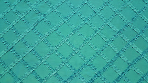 Turquoise Crisscross Ribbon Taffeta Fabric