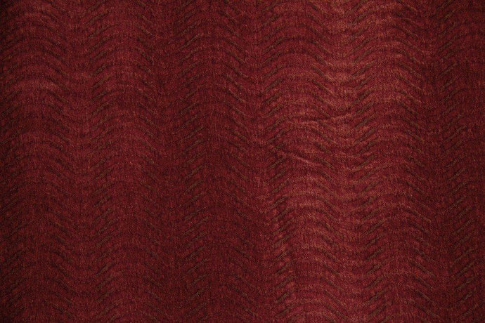 Discount Fabric CHENILLE Deep Red Wave Upholstery & Drapery