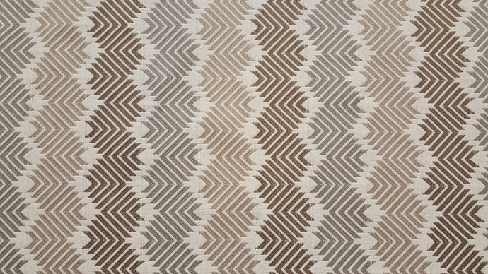 Discount Fabric JACQUARD Gray, Tan & Taupe Zigzag Upholstery