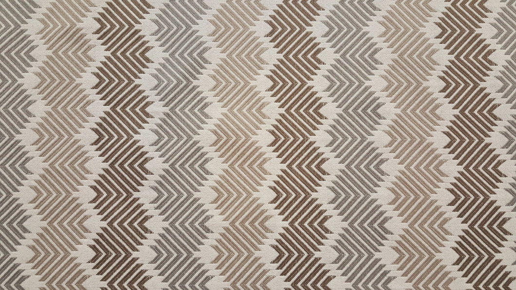 Discount Fabric JACQUARD Gray, Tan & Taupe Zigzag Upholstery