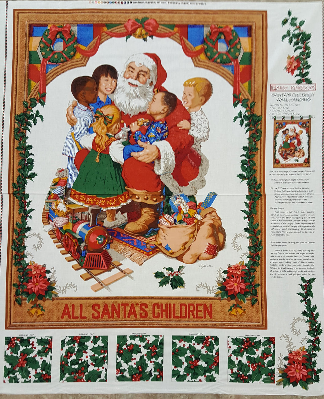 All Santa's Children Christmas WALL HANGING 100% Cotton Fabric